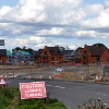 Roadworks opposite the entrance to the service station, Pease Pottage, 13 August 2019