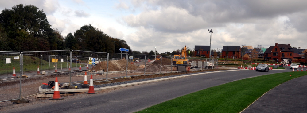 New road layout opposite the service station, Pease Pottage, 20 October 2019