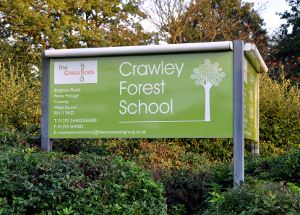 Entrance to Crawley Forest School, Pease Pottage