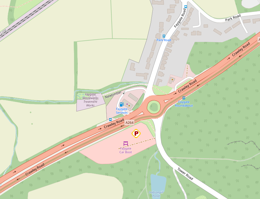 Horsham car boot sale in Faygate: Open Street Map