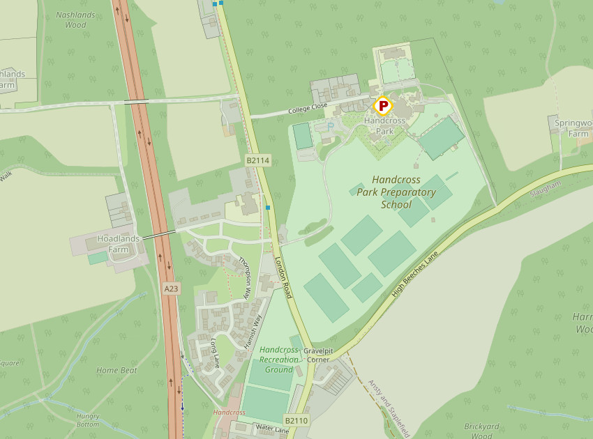 Handcross Park school: Open Street Map