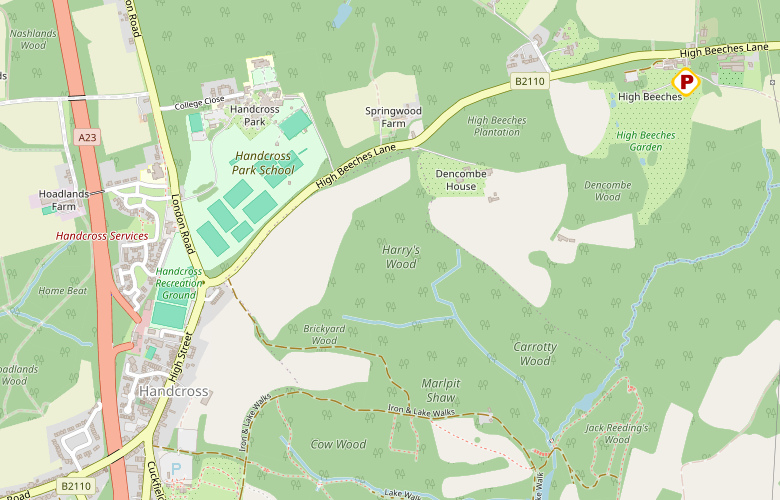 High Beeches garden: Open Street Map
