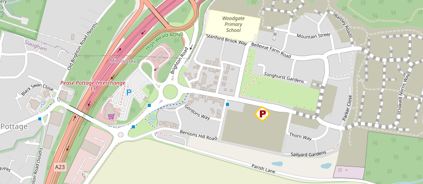 St Catherine's hospice, Woodgate, Pease Pottage: Open Street Map